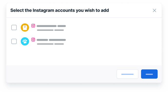 Select the Instagram accounts you wish to add